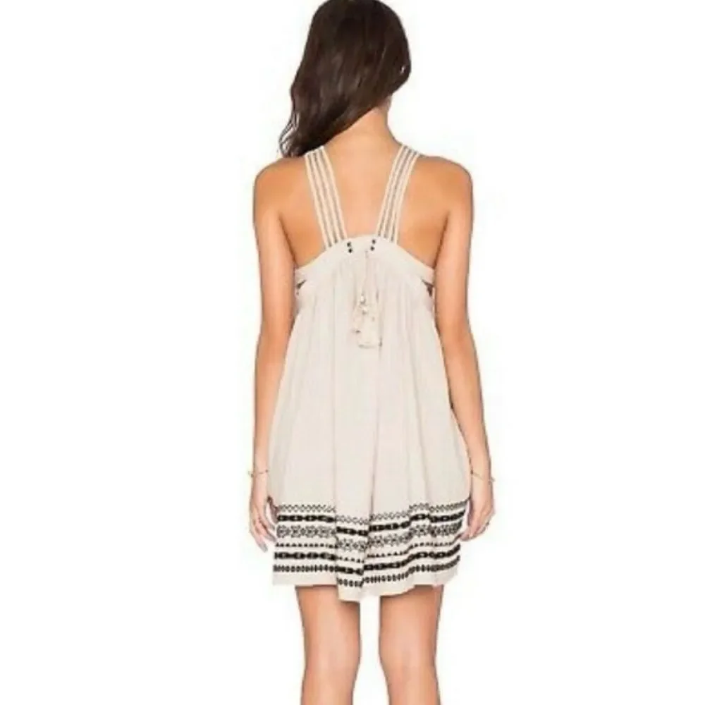 FREE PEOPLE Batiste Kashmir Embroidered Biscotti Strappy Tent Dress Size Small